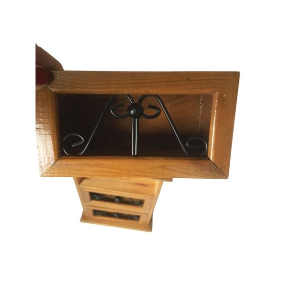 Vintage 3 Drawer Box with Metal Scroll Fronts Stand Alone or Wall Hanger - Picture 3 of 8